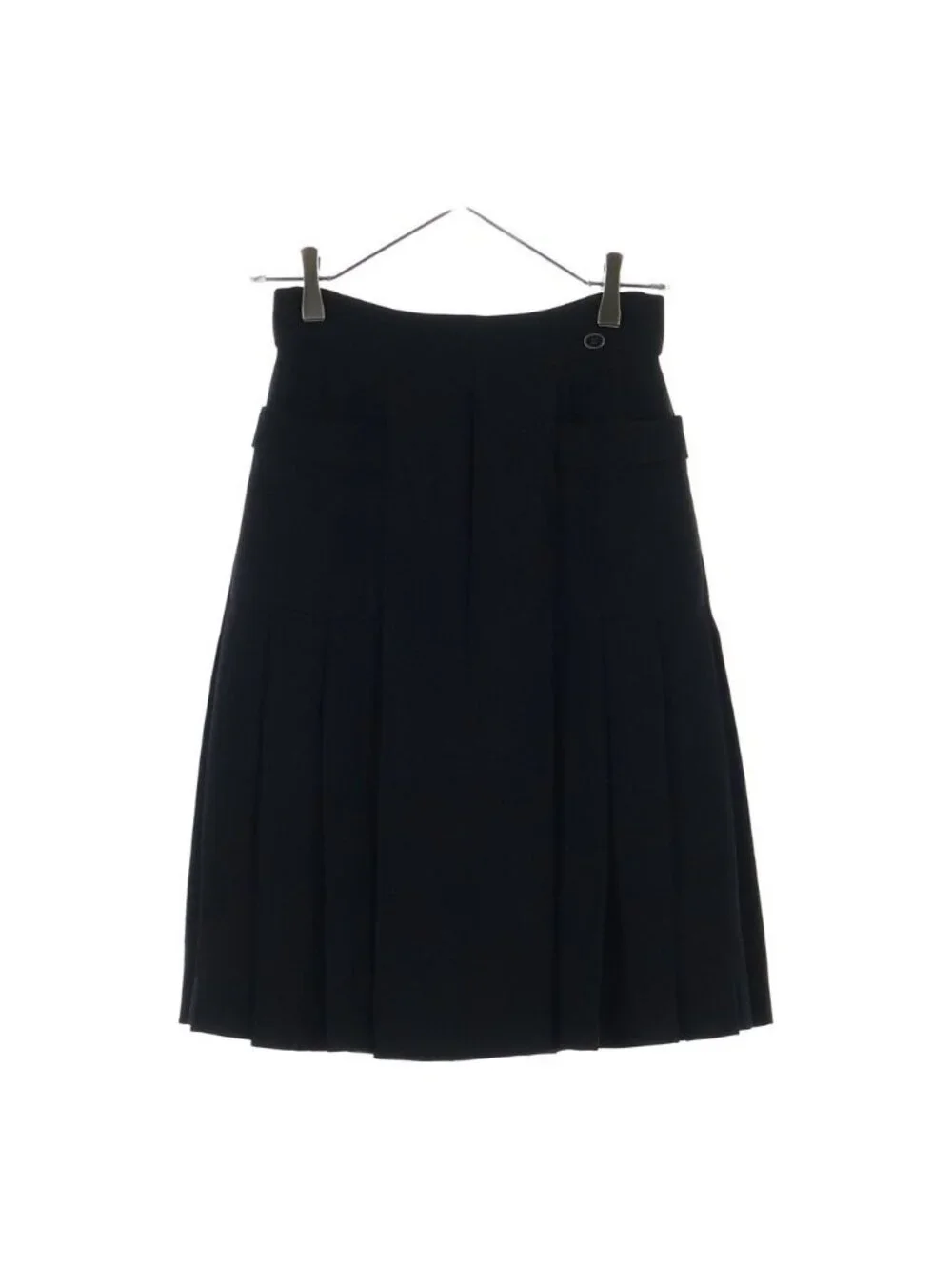 Chanel Flare Skirt Pleated Silk Black